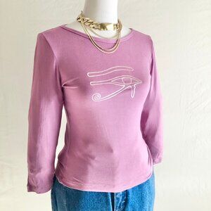 Vintage Carushka Eye of Horus Yoga Tee Rose Pink Size L